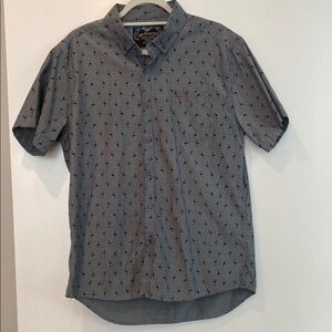 Men's Gray flamingo Short Sleeve button up